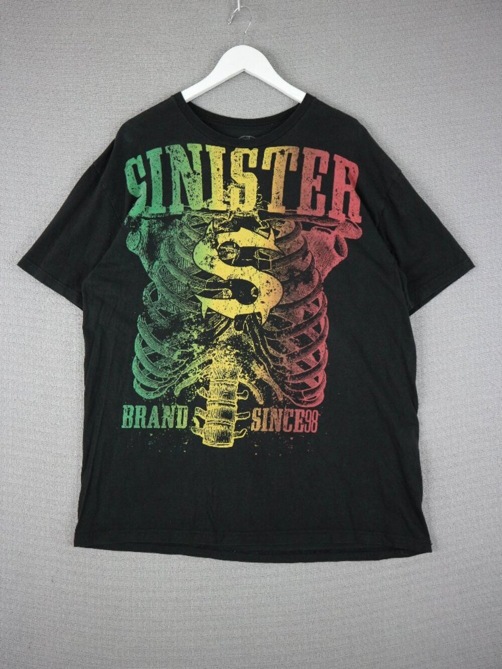 Sinister Brand Rib Cage Graphic Tee Mens XL Y2K Grunge